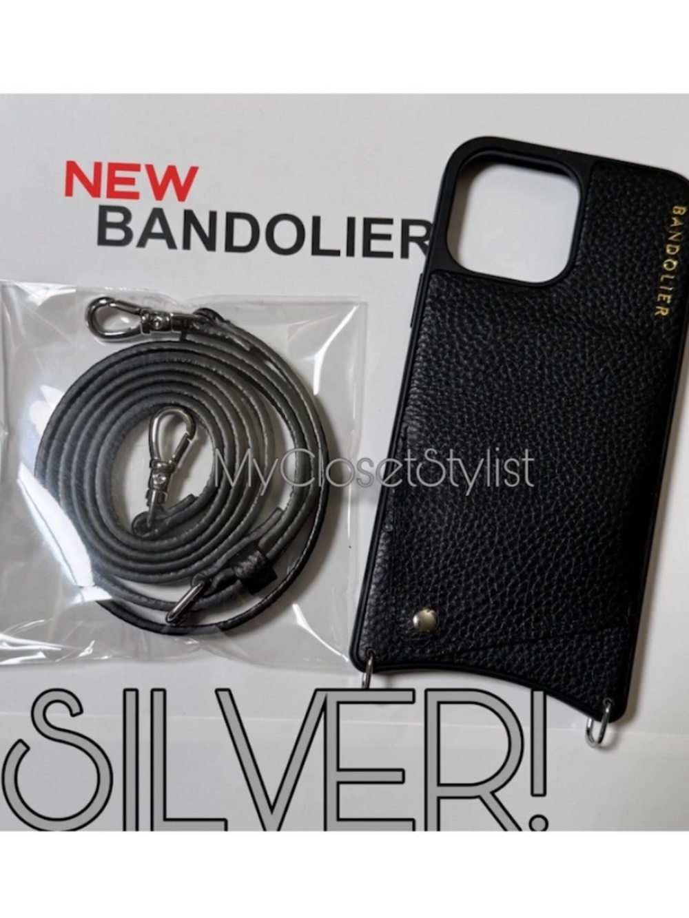 BANDOLIER 13 Pro Max iPhone Wallet Case Crossbody Set New! RARE SILVER unisex